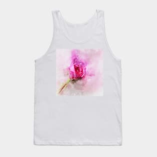 Gorgeous Pink Rose - Loose Watercolor Tank Top